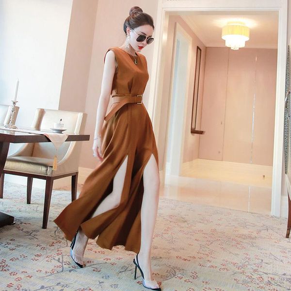 women 2021 spring summer o neck jumpsuit female sleeveless casual rompers overalls office lady split long pants jumpsuits f303 women's, Black;white
women 2021 spring summer o neck jumpsuit female sleeveless casual rompers overalls office lady split long pants jumpsuits f303 women's, Black;white