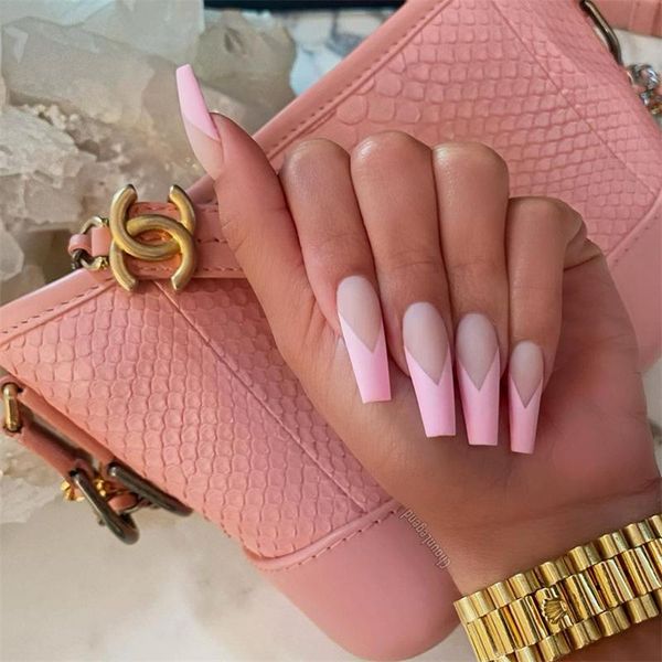 false nails 24 pcs pink fake with designs long coffin french ballerina artificial nail art tips press on for women, Red;gold
false nails 24 pcs pink fake with designs long coffin french ballerina artificial nail art tips press on for women, Red;gold