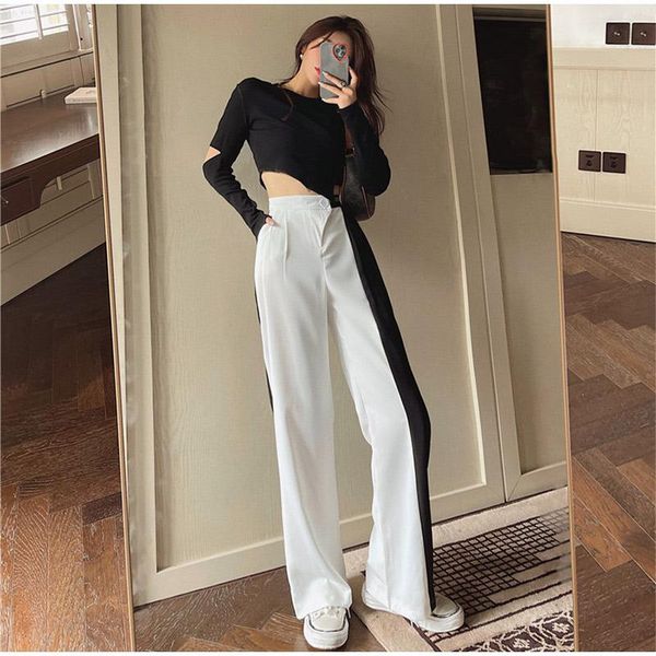 women's pants & capris vintage black white stitching high waist trouser thin wide leg for female 2021 summer fashion casual suit pant
women's pants & capris vintage black white stitching high waist trouser thin wide leg for female 2021 summer fashion casual suit pant