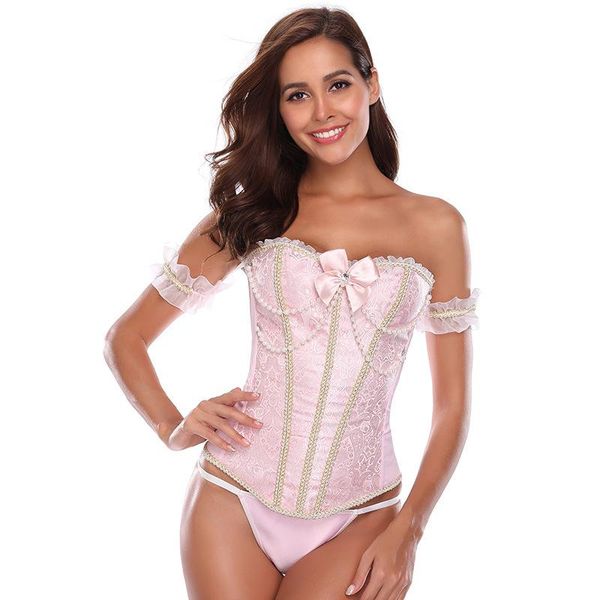bustiers & corsets princess style court corset ruffle pearl chain bow bustier with arm rings vintage floral slimming overbust corselet for w, Black;white
bustiers & corsets princess style court corset ruffle pearl chain bow bustier with arm rings vintage floral slimming overbust corselet for w, Black;white