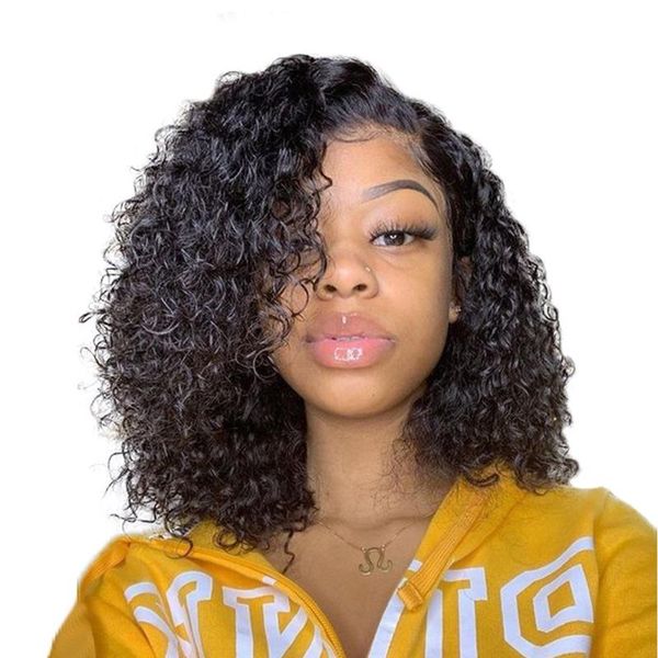 short water curly human hair wigs for women brazilian 13x4 bob lace pre plucked with baby wave 150%, Black;brown 
short water curly human hair wigs for women brazilian 13x4 bob lace pre plucked with baby wave 150%, Black;brown