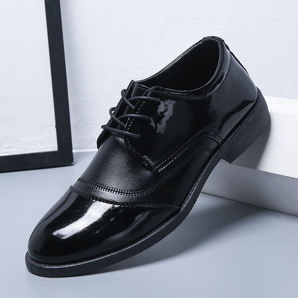 spring leather shoes men's busins drs korean version low pointed casual single large, Black
spring leather shoes men's busins drs korean version low pointed casual single large, Black