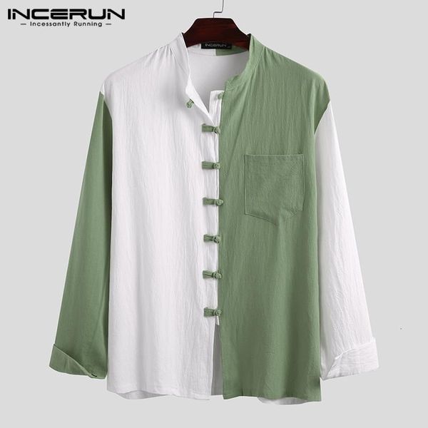 men's casual long sleeve patchwork shirts mens stand collar camisa incerun man retro chest pocket men vintage buttons up blusas s-3xl, White;black
men's casual long sleeve patchwork shirts mens stand collar camisa incerun man retro chest pocket men vintage buttons up blusas s-3xl, White;black