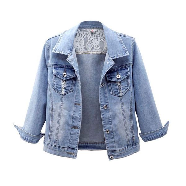 women's jackets elastic denim short 2021 spring summer wild self-cultivation seven-point sleeves lace thin coat tide, Black;brown
women's jackets elastic denim short 2021 spring summer wild self-cultivation seven-point sleeves lace thin coat tide, Black;brown