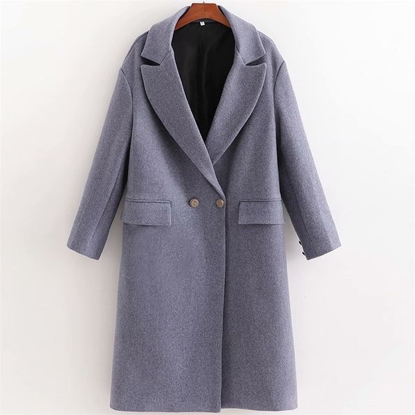 women autumn winter wool & blends outerwear long sleeve solid double breasted female casual street warm coats clothes 210513, Black 
women autumn winter wool & blends outerwear long sleeve solid double breasted female casual street warm coats clothes 210513, Black