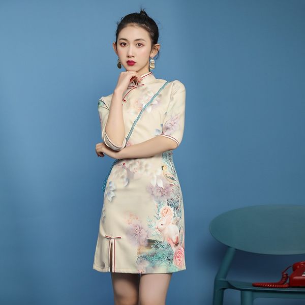 chinese style cheongsam summer new half sleeves vintage retro young model split dress improved short chinese dress qipao 12342, Red
chinese style cheongsam summer new half sleeves vintage retro young model split dress improved short chinese dress qipao 12342, Red