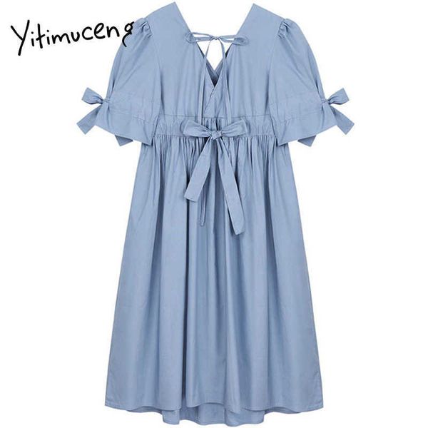 yitimuceng bow dresses for women mini solid summer v-neck loose waist short sleeve fashion french clothes office lady 210601, Black;gray
yitimuceng bow dresses for women mini solid summer v-neck loose waist short sleeve fashion french clothes office lady 210601, Black;gray