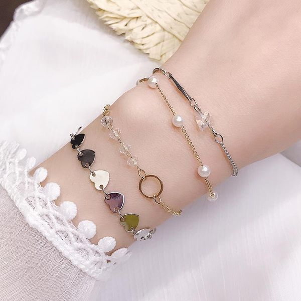 link, chain korean simple personalized bracelet student fresh female friends sisters hipster pearl fashion ornament women, Black
link, chain korean simple personalized bracelet student fresh female friends sisters hipster pearl fashion ornament women, Black