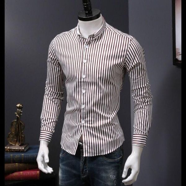 men's casual shirts summer 2022 fashion men striped business long sleeve male all-match slim clothes a144, White;black
men's casual shirts summer 2022 fashion men striped business long sleeve male all-match slim clothes a144, White;black