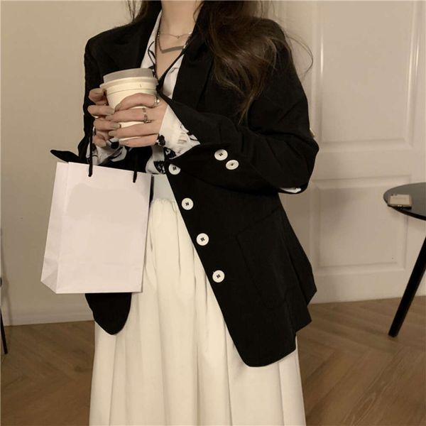 party dresses black coat women's 2021 chic loose temperament casual spring small suit zj2p, White;black
party dresses black coat women's 2021 chic loose temperament casual spring small suit zj2p, White;black