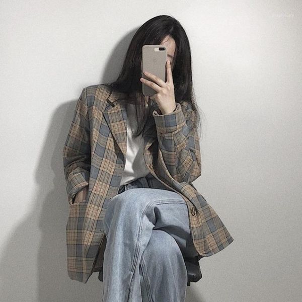 women's suits & blazers brown plaid blazer for women temperament business chic jacket autumn winter 2021 loose casual all-match suit co, White;black
women's suits & blazers brown plaid blazer for women temperament business chic jacket autumn winter 2021 loose casual all-match suit co, White;black