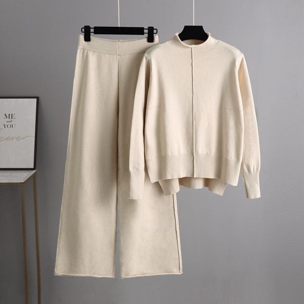women's two piece pants knitted sweater pullover with two-piece sets autumn winter 2021 temperament loose casual wide-leg suit, White
women's two piece pants knitted sweater pullover with two-piece sets autumn winter 2021 temperament loose casual wide-leg suit, White