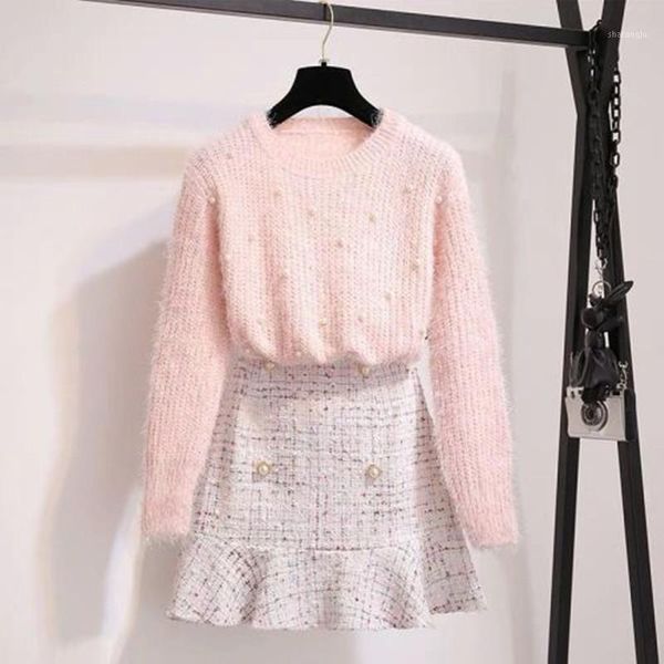 autumn winter women pink sweet long sleeve beading pullover knitting sweater + tweed midi skirt 2 piece sets1 two dress, White
autumn winter women pink sweet long sleeve beading pullover knitting sweater + tweed midi skirt 2 piece sets1 two dress, White