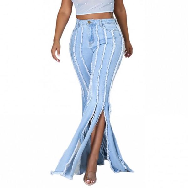 women's jeans ripped denim flare pants women high waist cuffs split tassel trousers autumn fashion solid elegant pockets office lady, Blue
women's jeans ripped denim flare pants women high waist cuffs split tassel trousers autumn fashion solid elegant pockets office lady, Blue