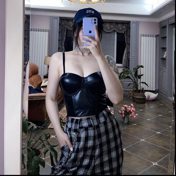 womens camis slim tube short pu leather bralet bustier bra night club party cropped halter, White
womens camis slim tube short pu leather bralet bustier bra night club party cropped halter, White