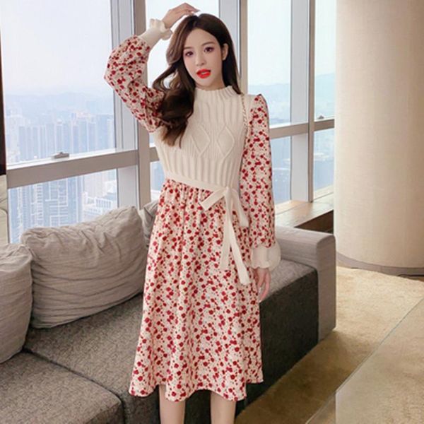 casual dresses 2021 spring floral printted patchwork knitted dress elegant women sweater lace-up slim long sleeve, Black;gray
casual dresses 2021 spring floral printted patchwork knitted dress elegant women sweater lace-up slim long sleeve, Black;gray