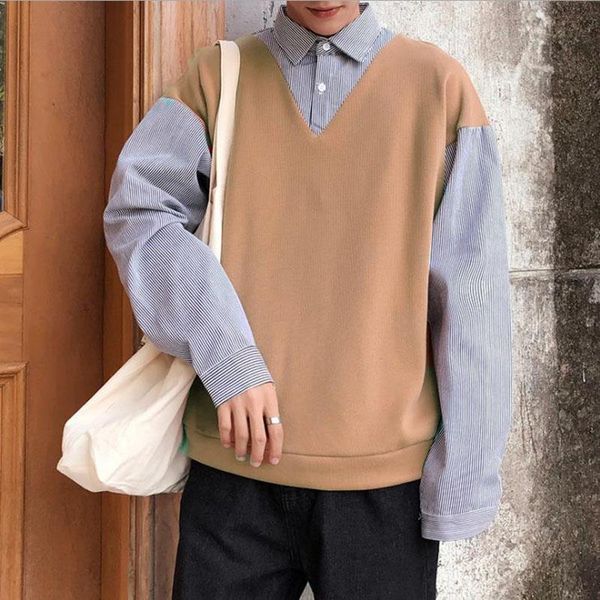 arrival fit knitted mens fake two-piece solid pullover sweater shirt sleeveless vest jumper autumn male sweaters men's vests, Black;white
arrival fit knitted mens fake two-piece solid pullover sweater shirt sleeveless vest jumper autumn male sweaters men's vests, Black;white