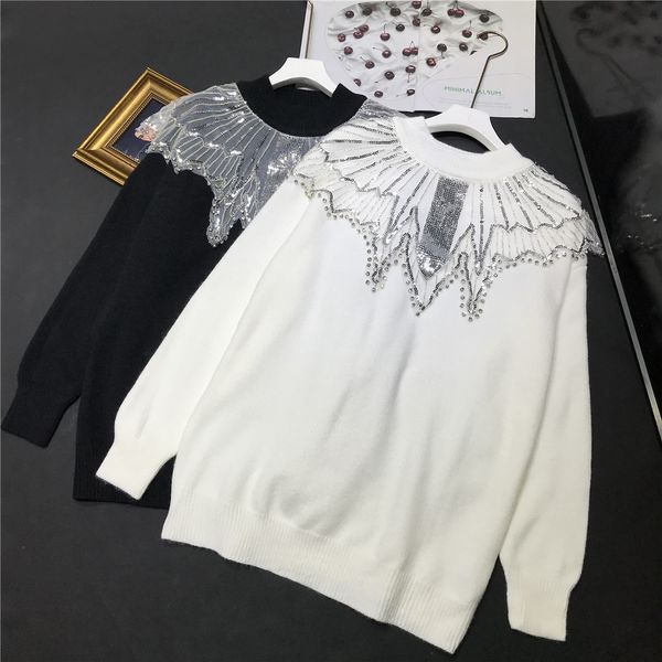 sweaters women's net yarn sparkling sequin shawl drill autumn sweetness and age reduction loose mid-length sweater, White;black
sweaters women's net yarn sparkling sequin shawl drill autumn sweetness and age reduction loose mid-length sweater, White;black