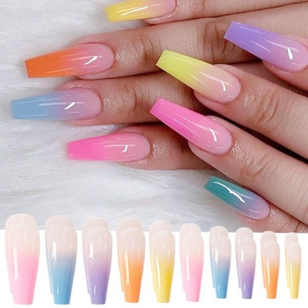 false nails 24pcs/set detachable long coffin fake european rainbow ballerina full nail art tips colorful beauty artificial, Red;gold
false nails 24pcs/set detachable long coffin fake european rainbow ballerina full nail art tips colorful beauty artificial, Red;gold