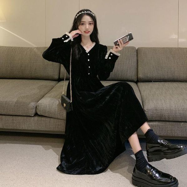 women autumn winter solid dress lady v-neck single breasted mid-long female long sleeve spliced oversize vistidos g89 casual dresses, Black;gray
women autumn winter solid dress lady v-neck single breasted mid-long female long sleeve spliced oversize vistidos g89 casual dresses, Black;gray