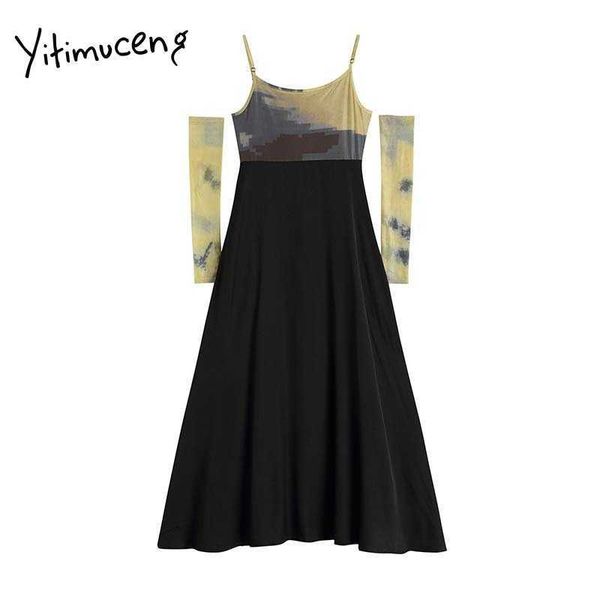 yitimuceng print patchwork spaghetti strap dresses women summer slim backless high waist maxi dress korean fashion 210601, Black;gray
yitimuceng print patchwork spaghetti strap dresses women summer slim backless high waist maxi dress korean fashion 210601, Black;gray