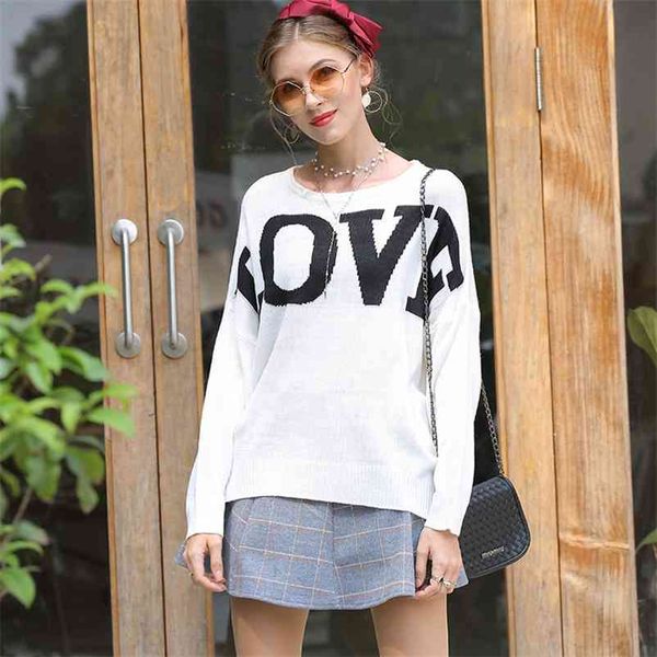 women pullover knitted sweaters loose autumn winter letters coat thick warm o-neck sweater casual long sleeve female outwear 210422, White;black
women pullover knitted sweaters loose autumn winter letters coat thick warm o-neck sweater casual long sleeve female outwear 210422, White;black