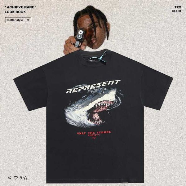 present vintage shark damage wash used loose tide brand fog high street men's and women's short sleeved t-shirt, White;black
present vintage shark damage wash used loose tide brand fog high street men's and women's short sleeved t-shirt, White;black