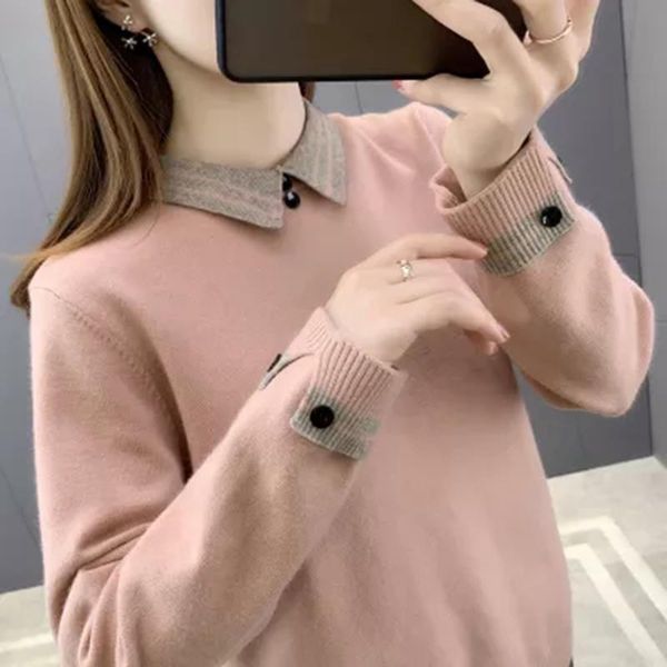 women's sweaters baby collar sweater 2021 autumn and winter style of western inside knit bottom loose, White;black
women's sweaters baby collar sweater 2021 autumn and winter style of western inside knit bottom loose, White;black