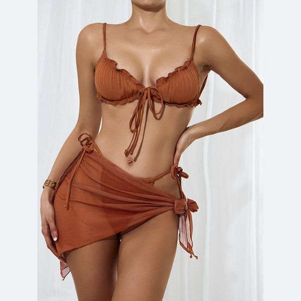 women's swimwear 3pcs ladies split sets women swimsuit ruffles bikini lace-up panties see-through mesh cover ups bikinis, White;black
women's swimwear 3pcs ladies split sets women swimsuit ruffles bikini lace-up panties see-through mesh cover ups bikinis, White;black