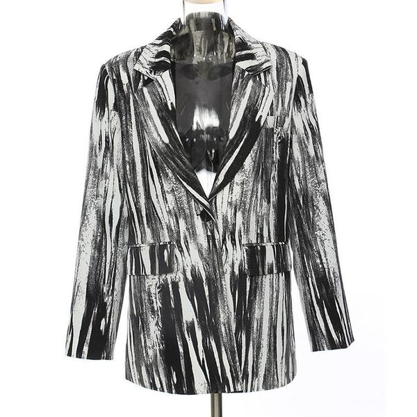 women's suits & blazers seebeautiful contrast color graffiti printing loose blazer coat notched long sleeve button women autumn 2021 fa, White;black
women's suits & blazers seebeautiful contrast color graffiti printing loose blazer coat notched long sleeve button women autumn 2021 fa, White;black