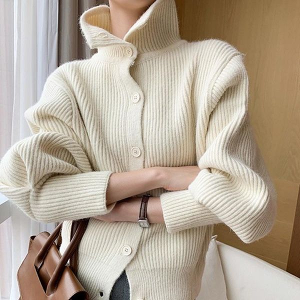 women's knits & tees autumn winter knitting sweater casual loose solid color turtleneck jacket single-breasted long sleeve knitwear car, White
women's knits & tees autumn winter knitting sweater casual loose solid color turtleneck jacket single-breasted long sleeve knitwear car, White