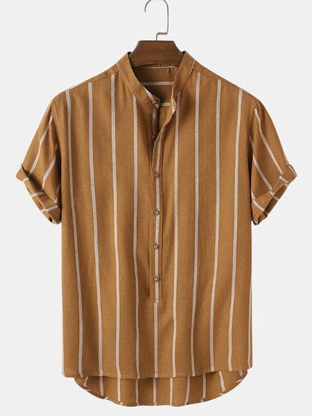men's casual shirts men's cardigan stand collar striped short sleeve shirt summer fashion cotton linen button loose 2021, White;black
men's casual shirts men's cardigan stand collar striped short sleeve shirt summer fashion cotton linen button loose 2021, White;black