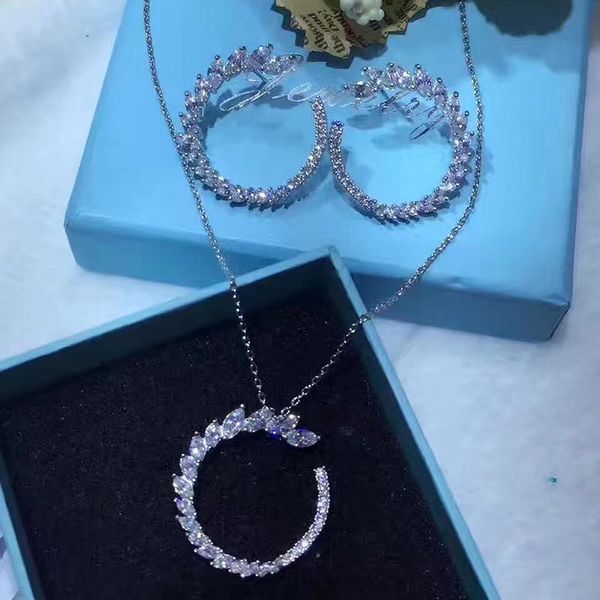 earrings & necklace classic design elegant lady round cz jewelry sets white gold color cubic zircon glitter c shape 2021 fashion, Silver
earrings & necklace classic design elegant lady round cz jewelry sets white gold color cubic zircon glitter c shape 2021 fashion, Silver