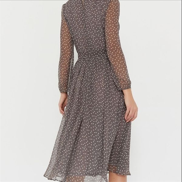 polka dot print women elegant o-neck lantern sleeve elastic waist shashes slim a-line party dress casual simple soft midi dress, Black;gray
polka dot print women elegant o-neck lantern sleeve elastic waist shashes slim a-line party dress casual simple soft midi dress, Black;gray