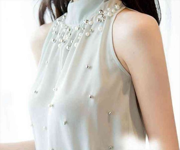summer beading chiffon sleeveless women shirt office pearl turtleneck korean plus size s-3xl pink white
summer beading chiffon sleeveless women shirt office pearl turtleneck korean plus size s-3xl pink white