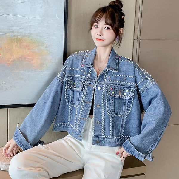 women's jackets 2021 jacket denim fashion real s heavy short with diamonds, Black;brown
women's jackets 2021 jacket denim fashion real s heavy short with diamonds, Black;brown