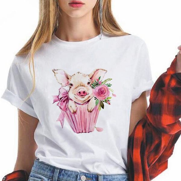 women's t-shirt aesthetic cute pig printed holding flowers women t-shirts fashion korean trend teens girls spain ropa mujer, White
women's t-shirt aesthetic cute pig printed holding flowers women t-shirts fashion korean trend teens girls spain ropa mujer, White