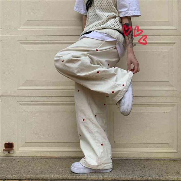 women's jeans streetwear casual heart shaped embroidery elastic waist vintage baggy straight denim trouser mom wide leg pants 210915, Blue
women's jeans streetwear casual heart shaped embroidery elastic waist vintage baggy straight denim trouser mom wide leg pants 210915, Blue