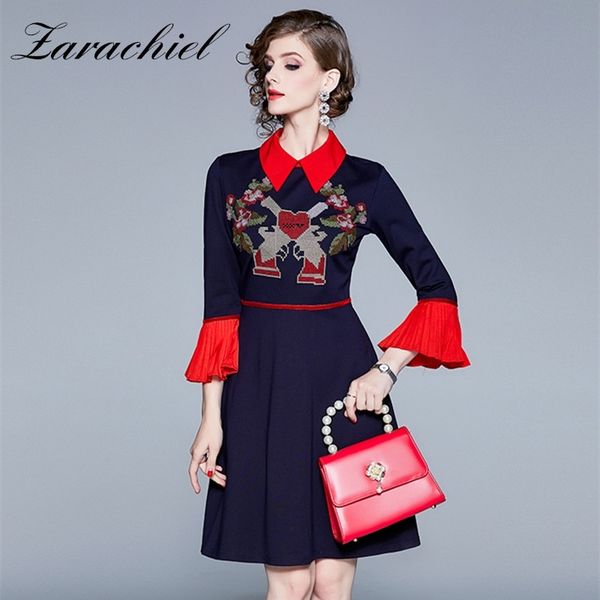 fashion embroidered autumn women elegant flare sleeve contrast turn-down collar vintage slim office lady dress 210416, Black;gray
fashion embroidered autumn women elegant flare sleeve contrast turn-down collar vintage slim office lady dress 210416, Black;gray