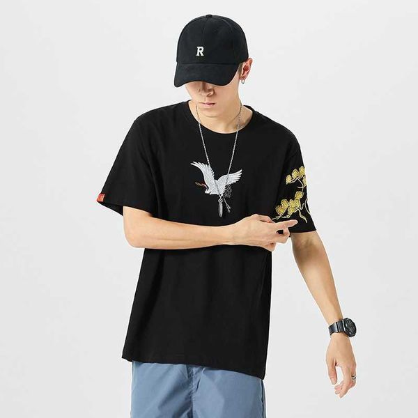 summer 2021 men's casual t-shirt guochao embroidery cotton short sleeve t-shirt fashion trend and bottom coat, White;black
summer 2021 men's casual t-shirt guochao embroidery cotton short sleeve t-shirt fashion trend and bottom coat, White;black