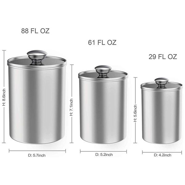 storage bottles & jars airtight canisters sets for the kitchen counter, 3-piece stainless steel food container with clear glass lids coffee
storage bottles & jars airtight canisters sets for the kitchen counter, 3-piece stainless steel food container with clear glass lids coffee