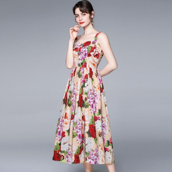 casual dresses designer spaghetti strap ruched long dress women luxury chic diamond buttons boho flower print holiday plus size, Black;gray
casual dresses designer spaghetti strap ruched long dress women luxury chic diamond buttons boho flower print holiday plus size, Black;gray
