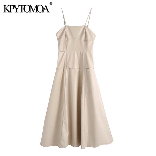 women chic fashion faux leather midi dress vintage backless thin straps female dresses vestidos mujer 210421, Black;gray
women chic fashion faux leather midi dress vintage backless thin straps female dresses vestidos mujer 210421, Black;gray