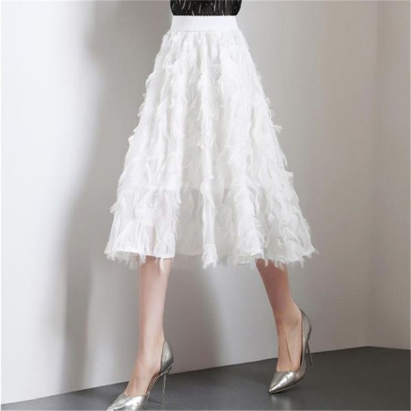 summer black white midi skirt women feather tassel s female elegant knee length party jupe faldas largas mujer 210421
summer black white midi skirt women feather tassel s female elegant knee length party jupe faldas largas mujer 210421