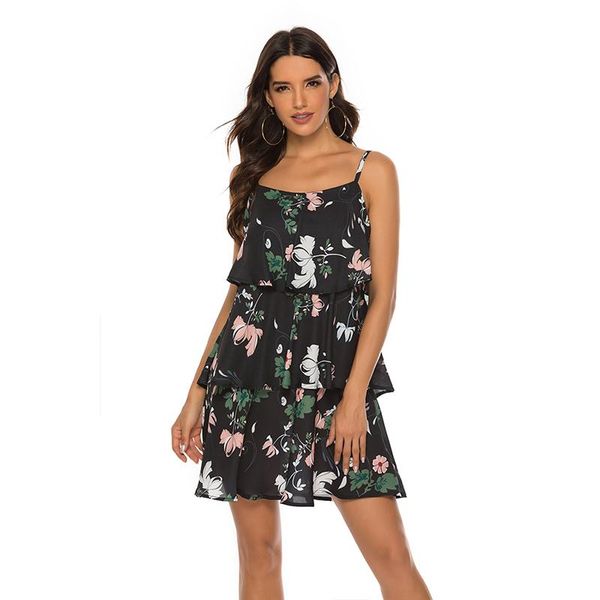 casual dresses women summer dress party chiffon 2021 fashion floral print camisole o-collar vintage layered mini cake, Black;gray
casual dresses women summer dress party chiffon 2021 fashion floral print camisole o-collar vintage layered mini cake, Black;gray