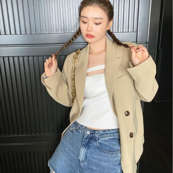 women's suits & blazers elegant notched collar ladies solid blazer jackets autumn long sleeve double breasted loose female suit coats 2, White;black
women's suits & blazers elegant notched collar ladies solid blazer jackets autumn long sleeve double breasted loose female suit coats 2, White;black