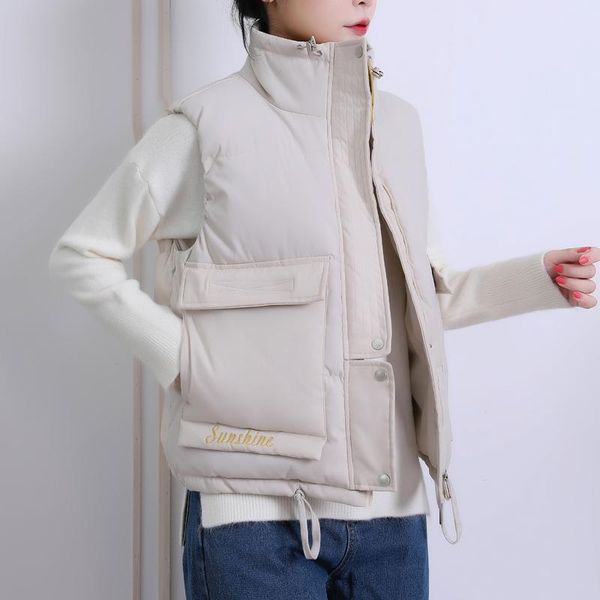 women's vests autumn winter stand-up collar sleeveless vest jacket casual thickening warm large pockets all-match, Black;white
women's vests autumn winter stand-up collar sleeveless vest jacket casual thickening warm large pockets all-match, Black;white