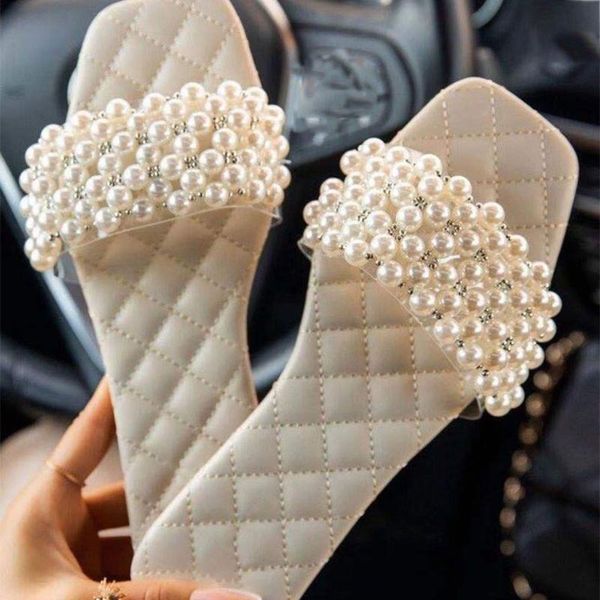 women square open faux leather slippers imitation pearls beading strap flat slide shoes casual beach slip-on sandals, Black
women square open faux leather slippers imitation pearls beading strap flat slide shoes casual beach slip-on sandals, Black