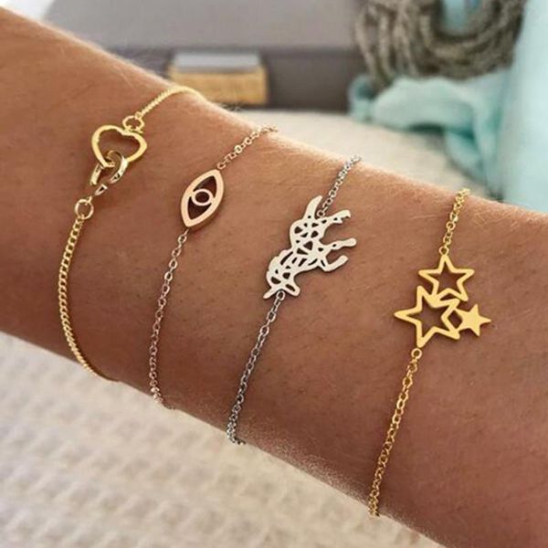 link, chain diezi vintage multilayer animal heart star bracelet for women fashion bohemia gold silver party jewelry gift, Black
link, chain diezi vintage multilayer animal heart star bracelet for women fashion bohemia gold silver party jewelry gift, Black