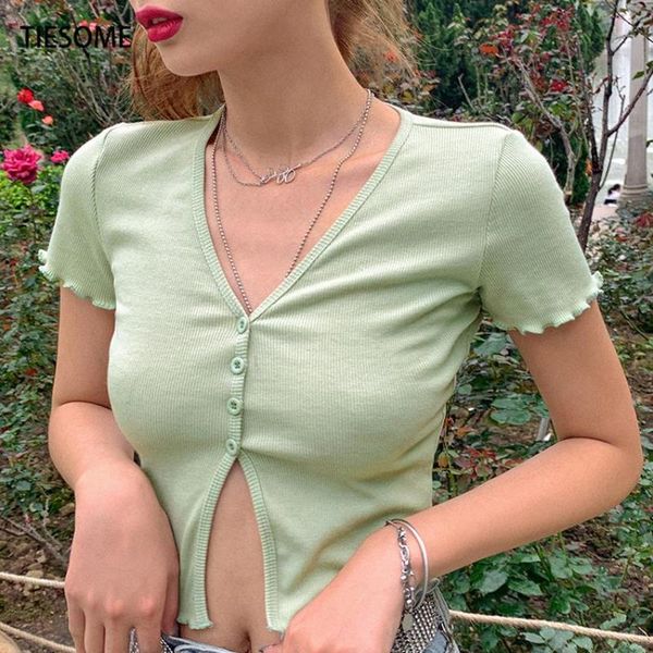 women's t-shirt tiesome v-neck women crop summer button tee shirts clothes 2021 short sleeve slim fit, White
women's t-shirt tiesome v-neck women crop summer button tee shirts clothes 2021 short sleeve slim fit, White